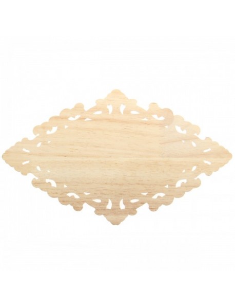 Wood Carving Applique Unpainted Flower Applique Furniture Cabinet Onlay Decoration 25x15cm